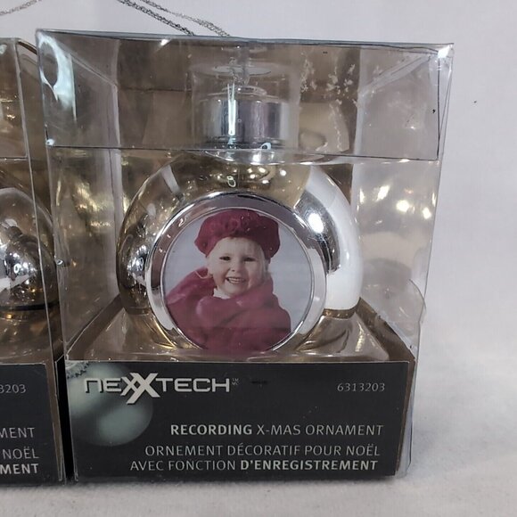 Nexxtech 2 Recording X-Mas Ornament 12 Second Voice Recording 6313203 NEW Silver - Picture 2 of 7